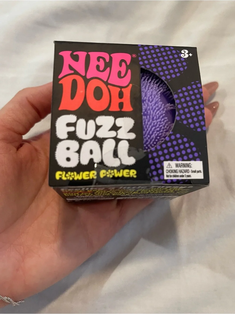 Needoh Purple Fuzz Ball - Flower Power Sensory Squishy Fidget Toy